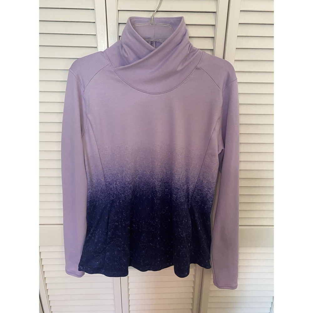 CALIA Purple Navy Ombre Cowl Neck Long Sleeve Jersey Pullover Activewear Top L